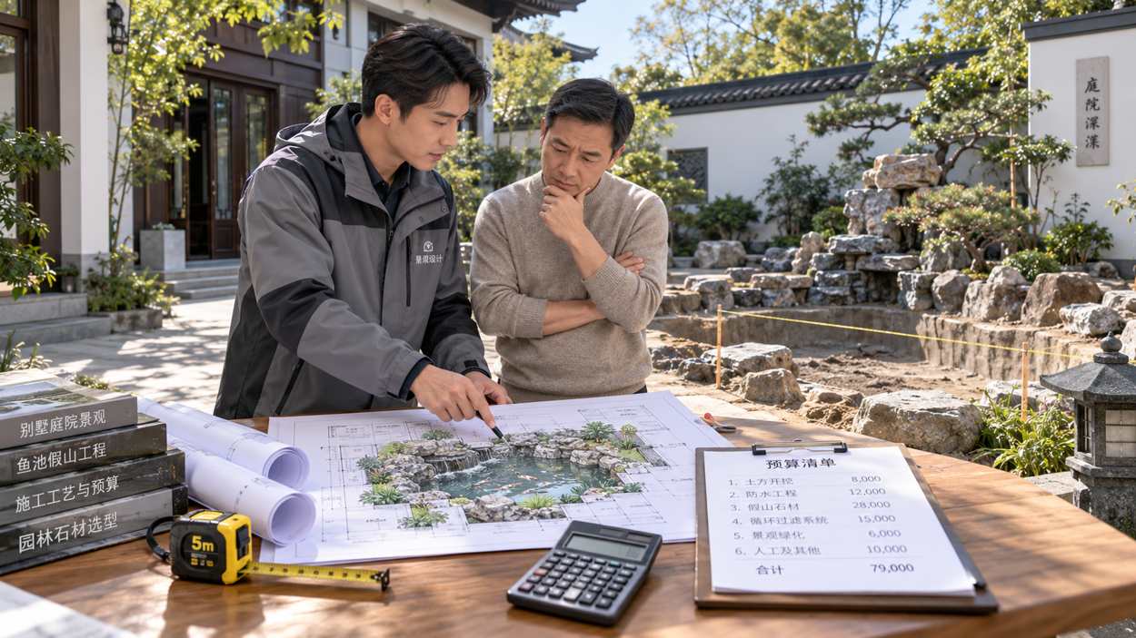 鱼池假山大概要多少钱？把鱼池、净化、石材、吊装和施工费用拆开讲清