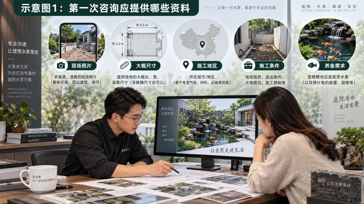 示意图：庭院水景专业咨询示意图