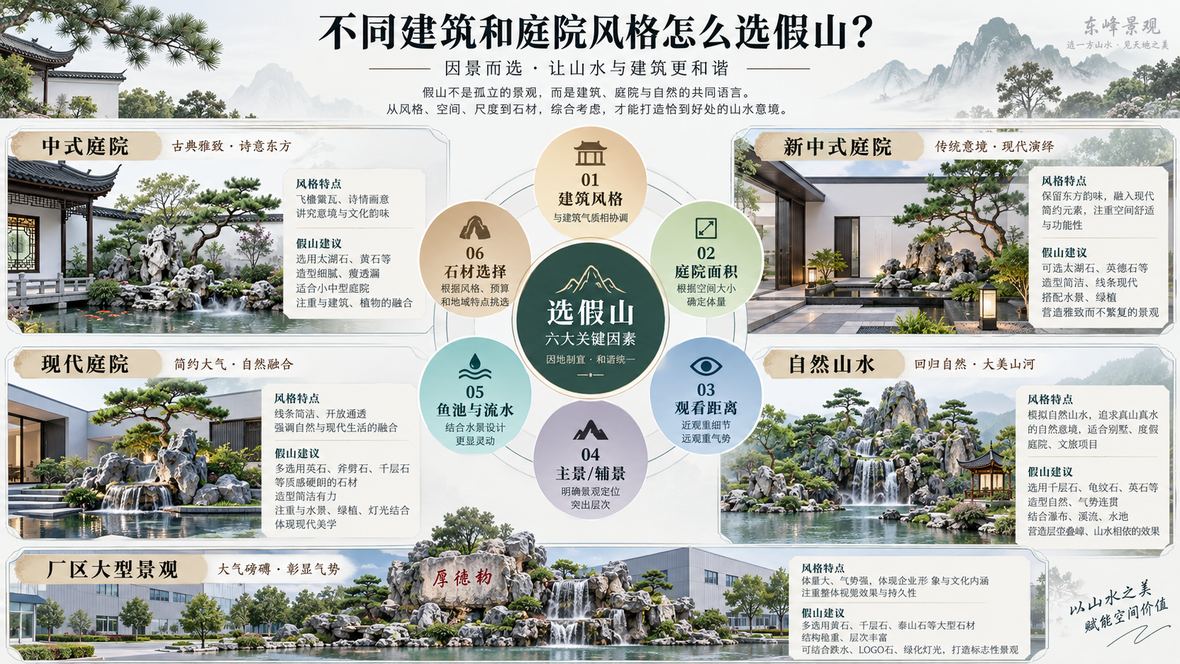 图1 不同建筑和庭院风格选假山的整体判断思路