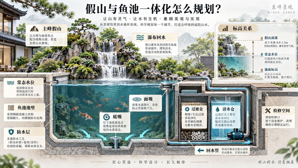 图7 假山与鱼池一体化规划示意