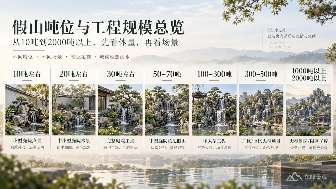 图8 假山吨位与工程规模总览图