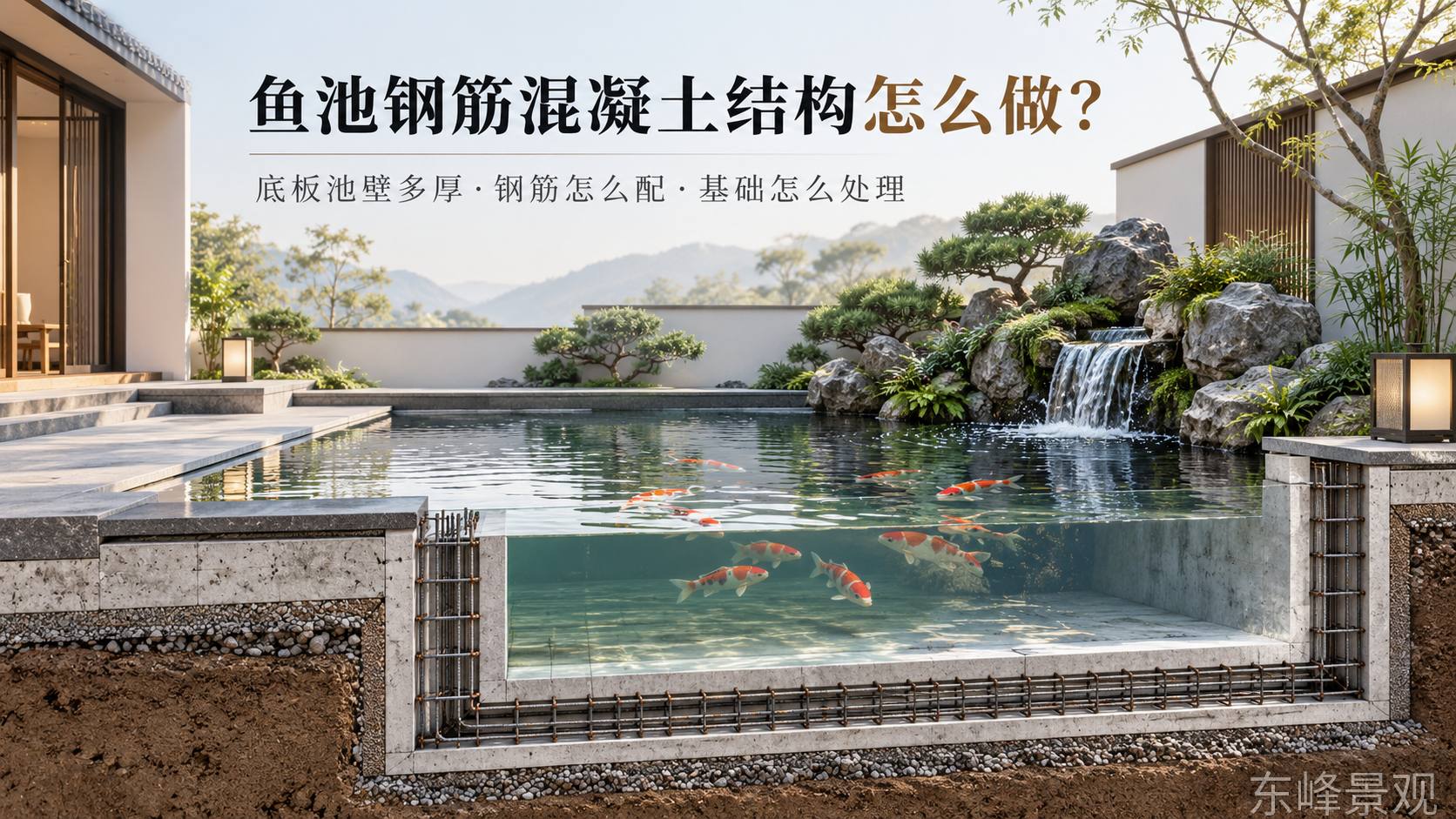 鱼池钢筋混凝土结构示意