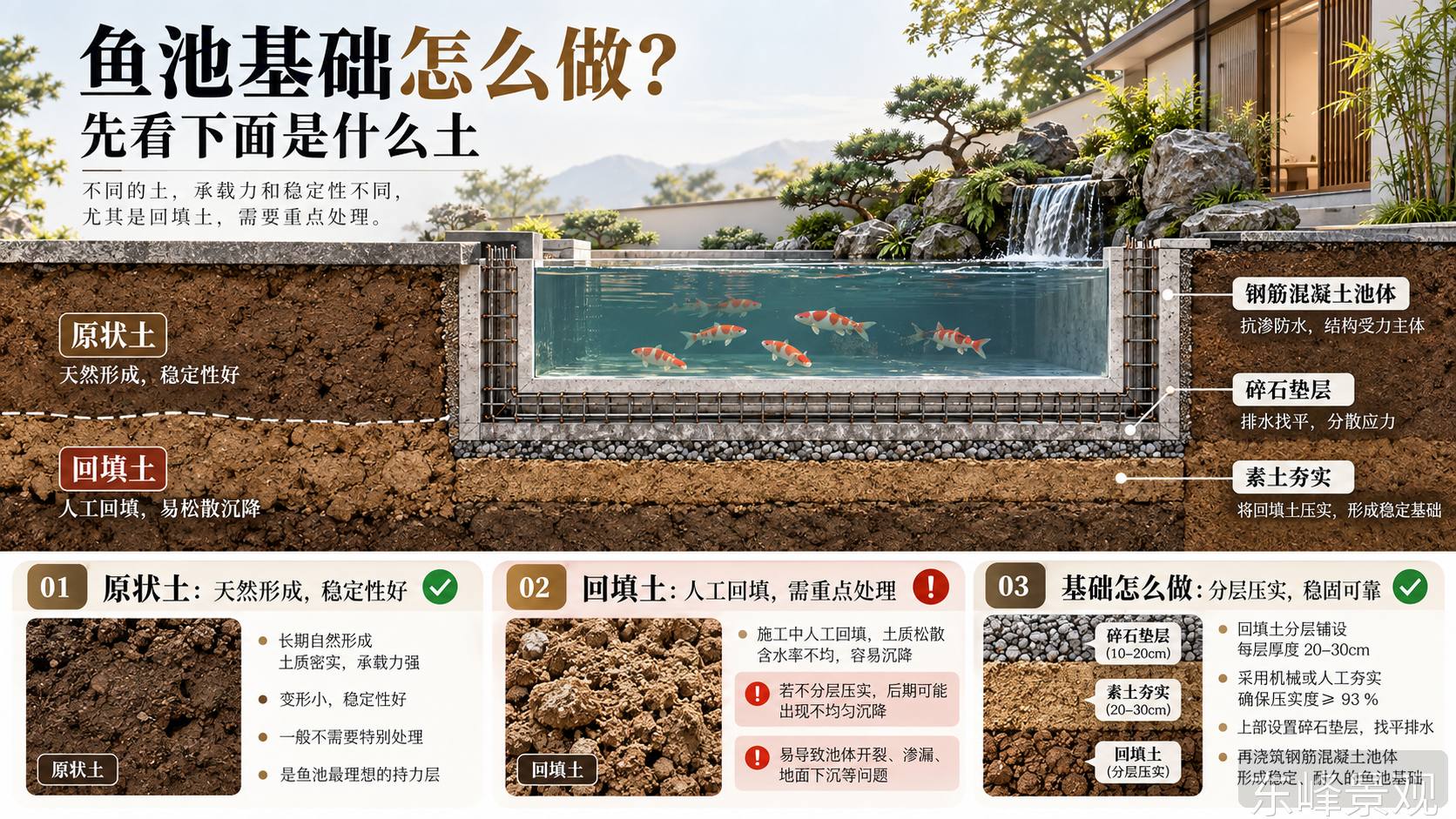 图1:鱼池基础土层与处理示意图