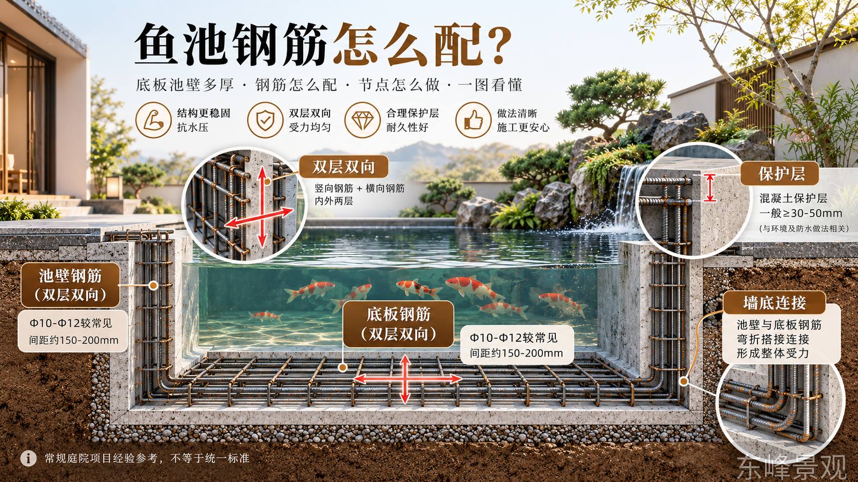 图3:鱼池池壁厚度常规参考图