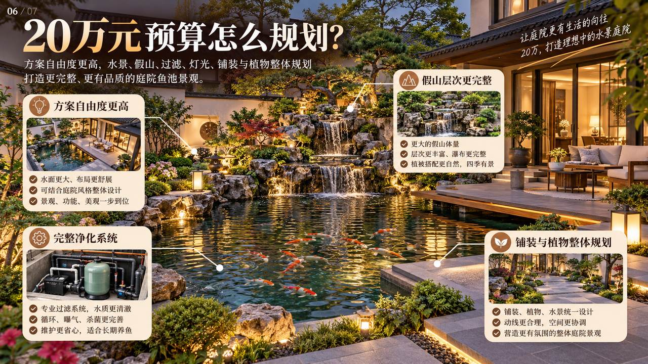 图6 20万元预算：整体规划型庭院水景方向