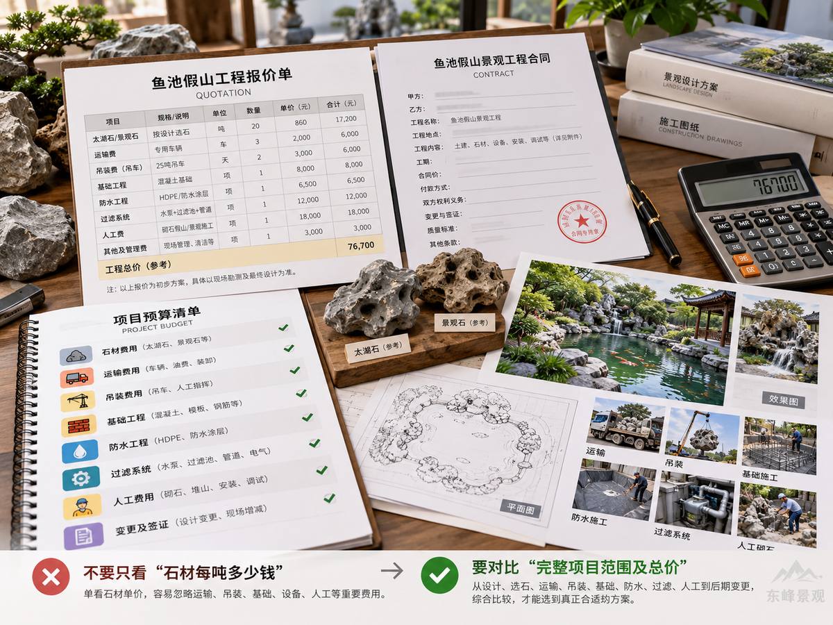 图6 比较报价时应核对完整施工范围，而不是只比较石材单价或每吨价格。