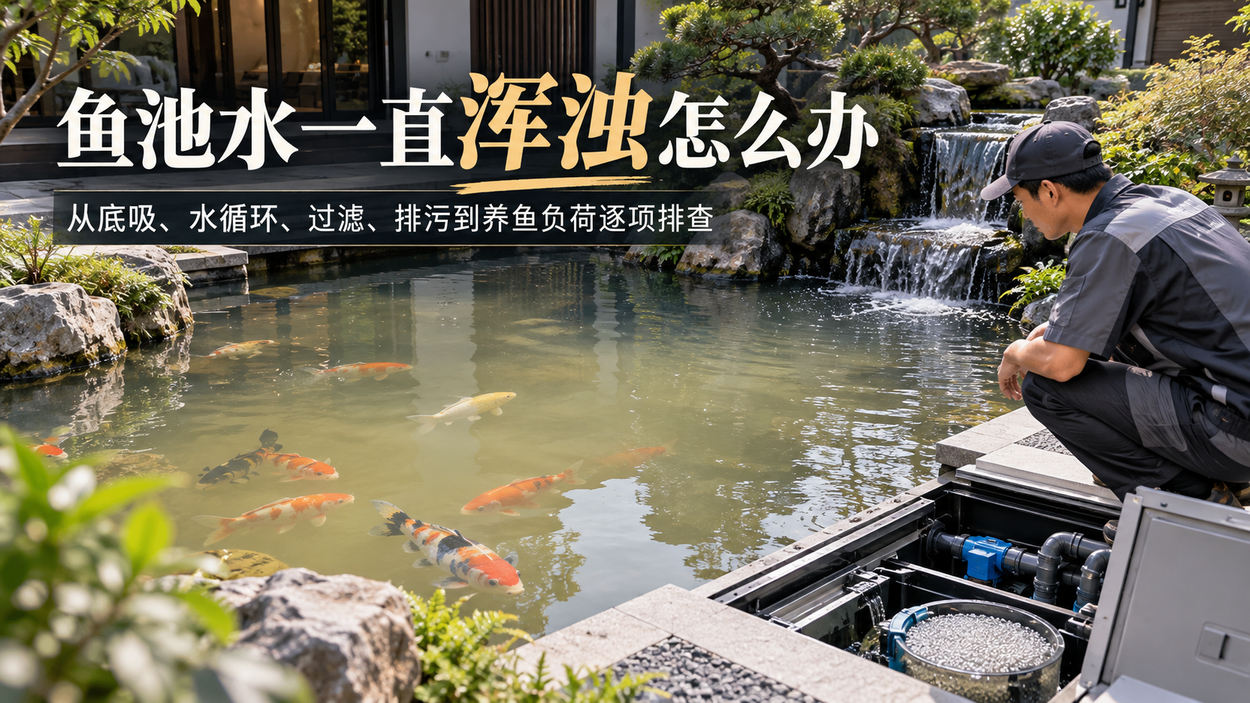 鱼池水持续浑浊现场观察：应先区分浑浊类型，再查水循环及净化系统。