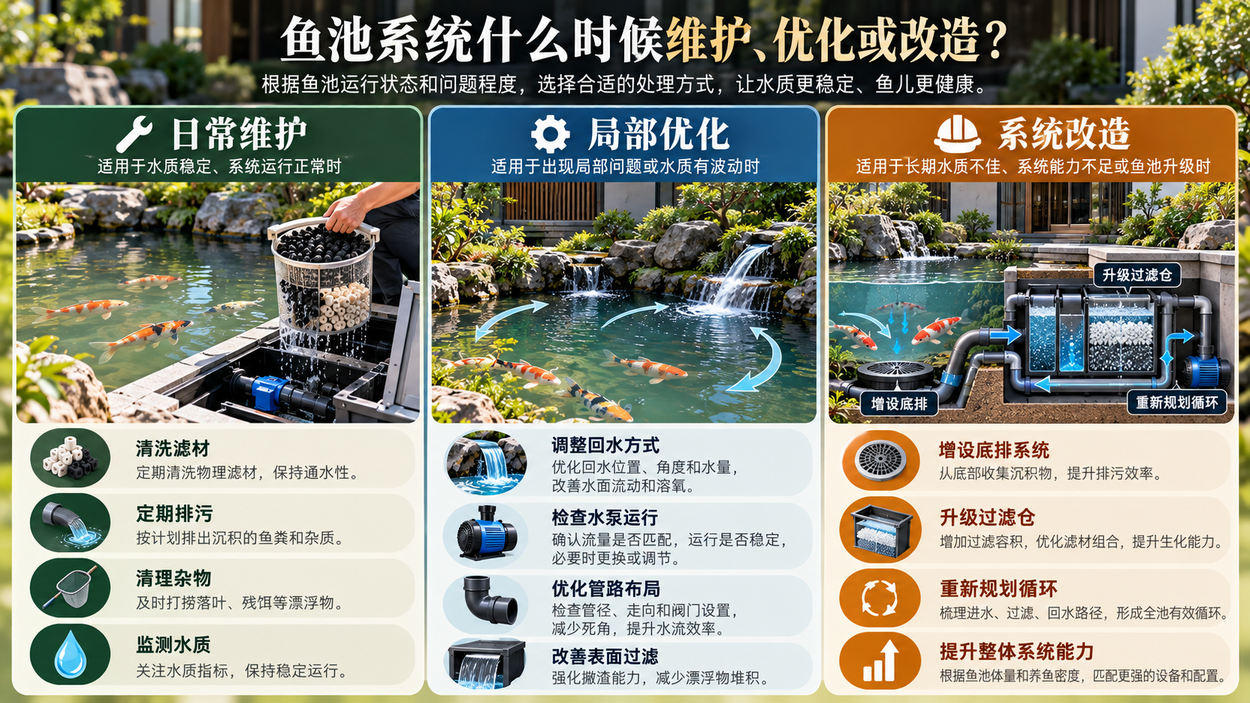 长期水质浑浊应区分日常维护、局部优化和整体系统改造。
